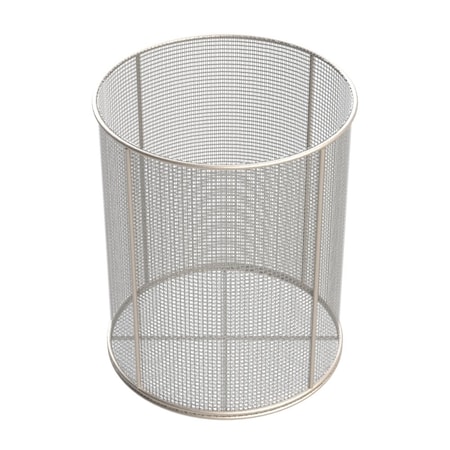 Anysizebasket Round Wire Mesh Basket: 10Dia. x 12H, 304 SS, 3/16 Rod Frame, No Handles, Mesh: 4 x .063 TMT-100RND120-N04S